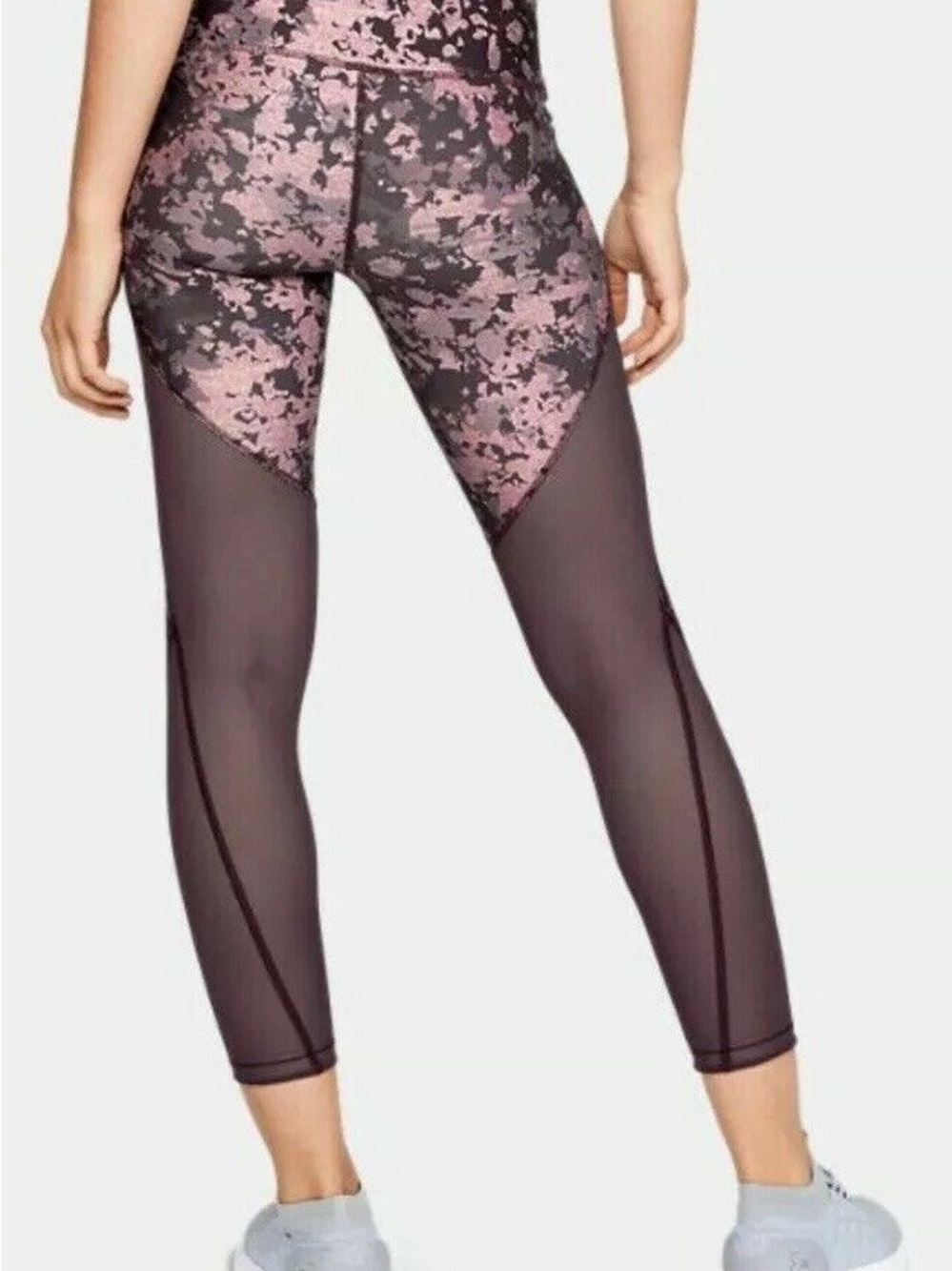 UNDER ARMOR M SET :High-Rise Mesh Pink Black Mesh Performance Leggings + TOP